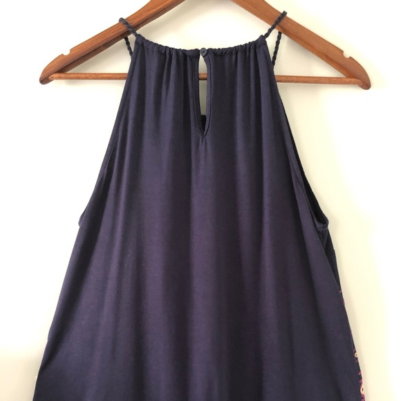 Skies Are Blue Nutria Embroidery Detail Navy Blue Top Size M - Picture 5 of 10